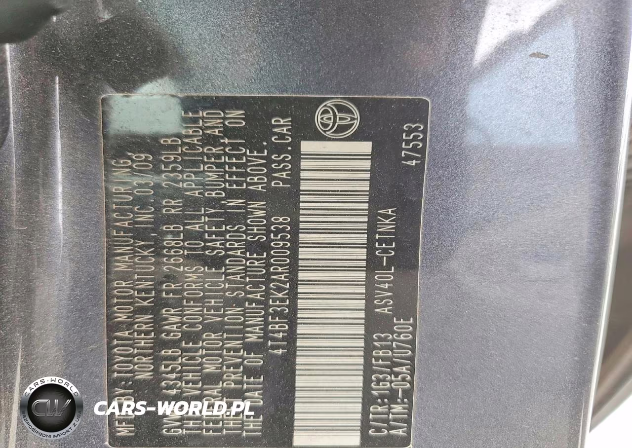 2010 Toyota Camry Le VIN:4T4BF3EK2AR009538 - 12