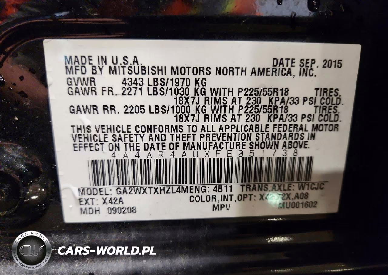 2015 Mitsubishi Outlander Sport Se VIN:4A4AR4AUXFE051738 - 13