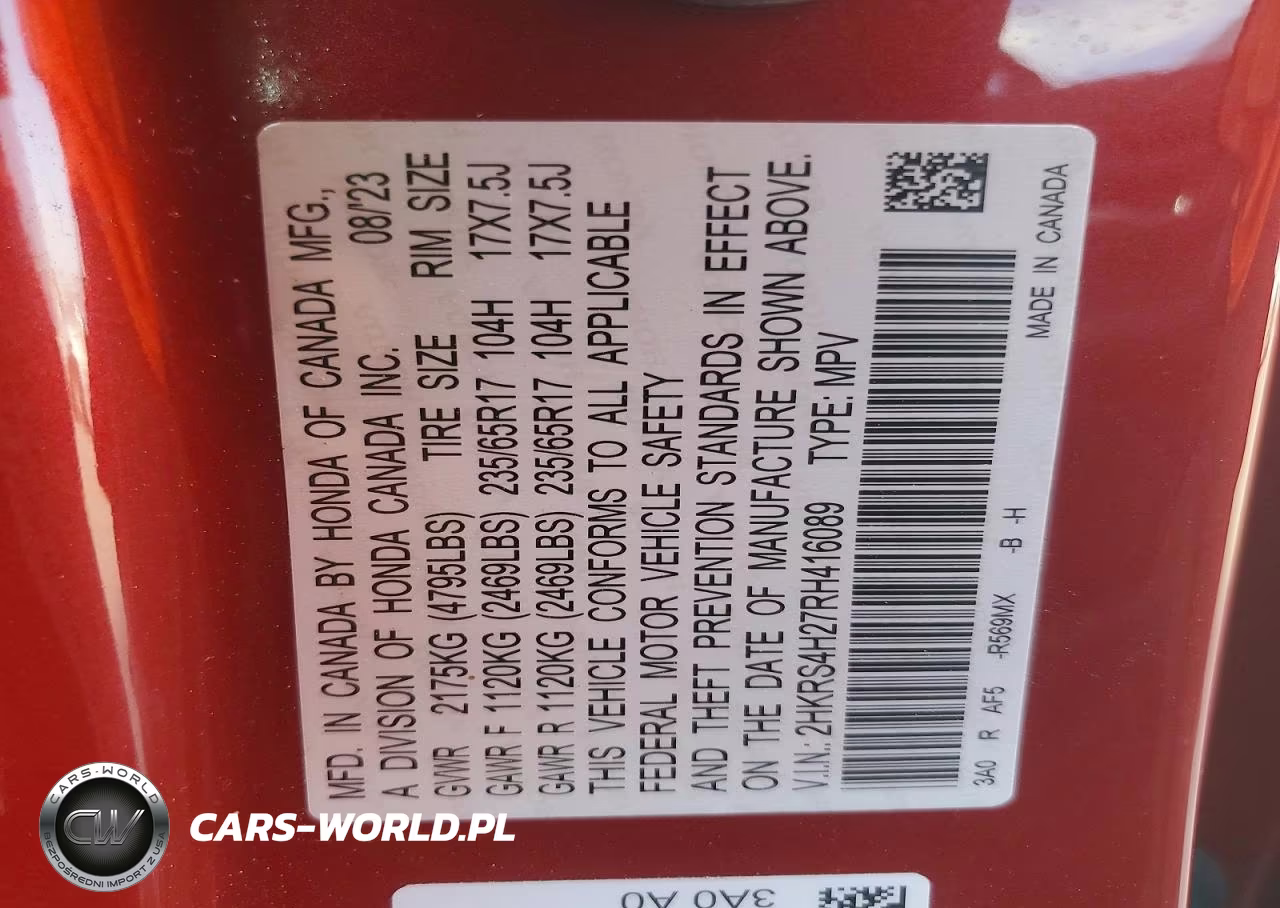 2024 Honda Cr-V Lx VIN:2HKRS4H27RH416089 - 14