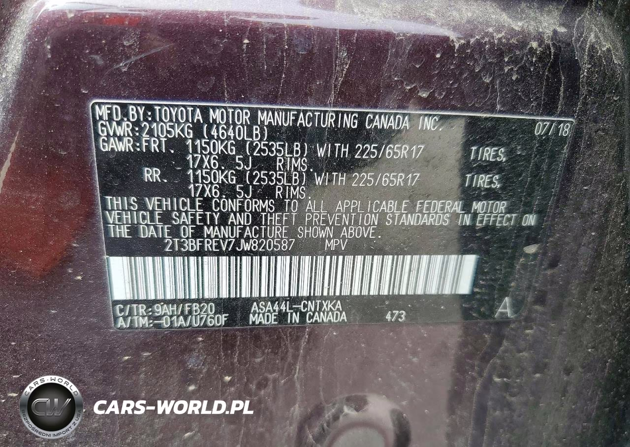 2018 Toyota Rav4 Le VIN:2T3BFREV7JW820587 - 13
