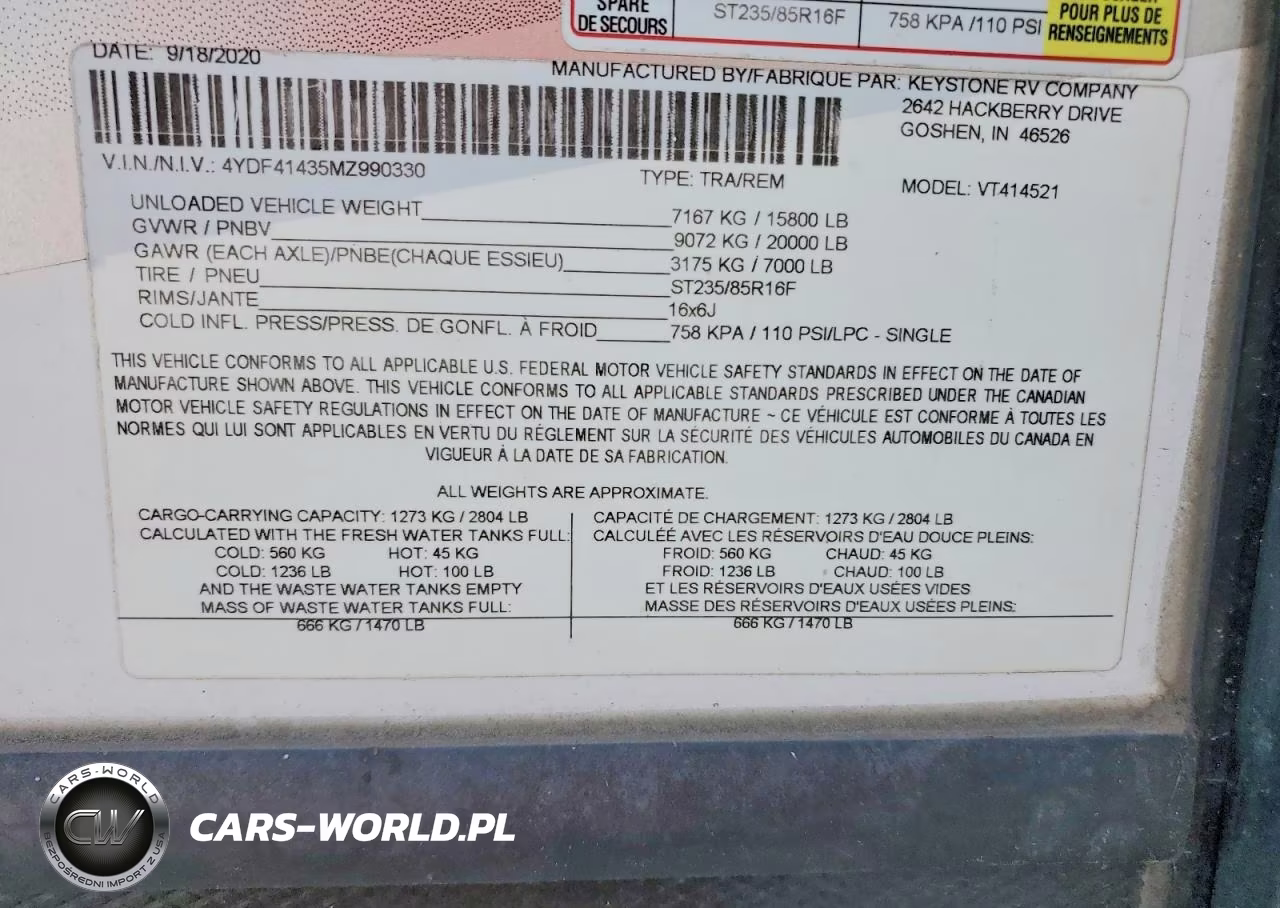 2021 Keystone Voltage Camper VIN:4YDF41435MZ990330 - 10