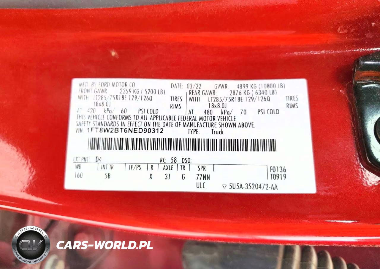 2022 Ford F250 Super Duty VIN:1FT8W2BT6NED90312 - 12
