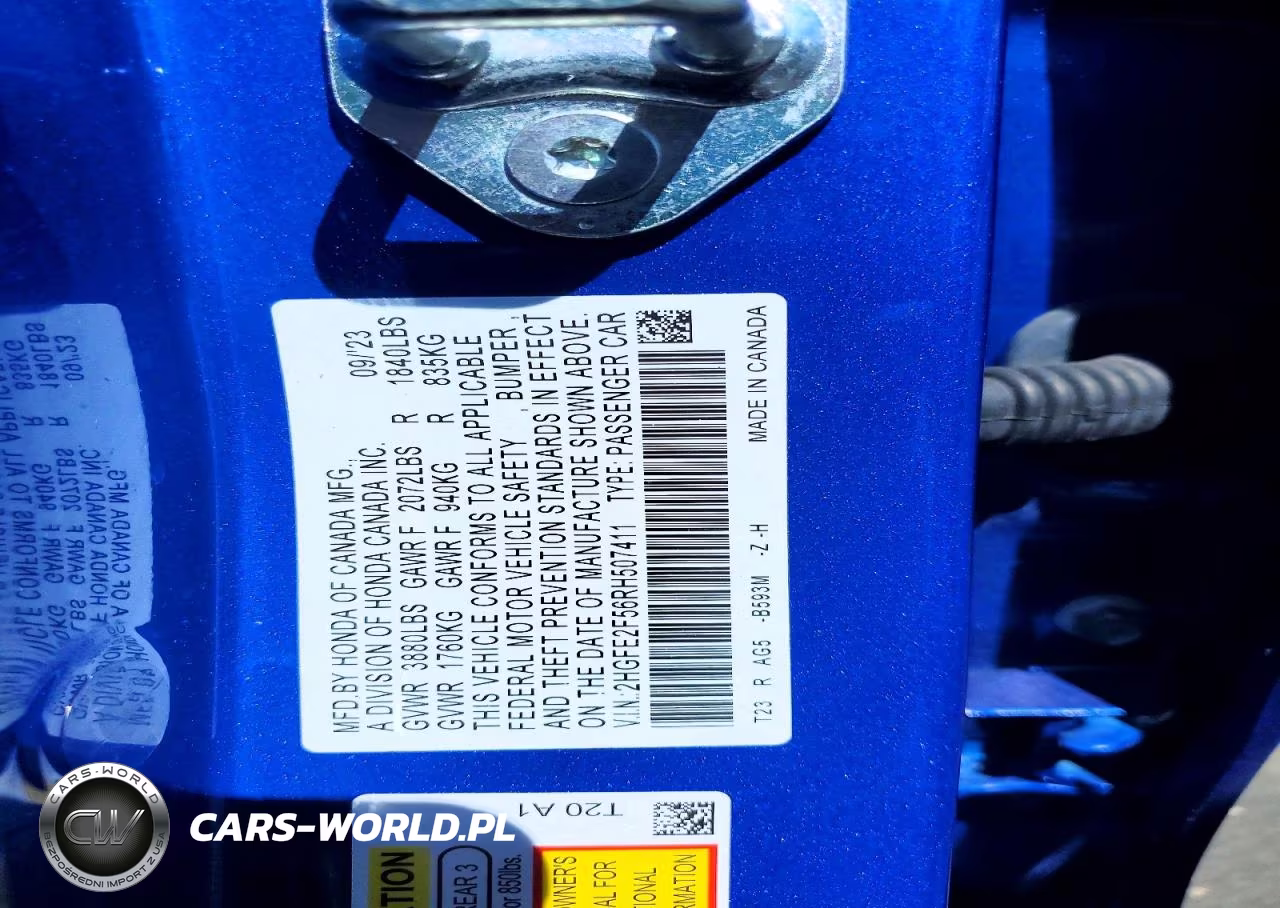 2024 Honda Civic Sport VIN:2HGFE2F56RH507411 - 12