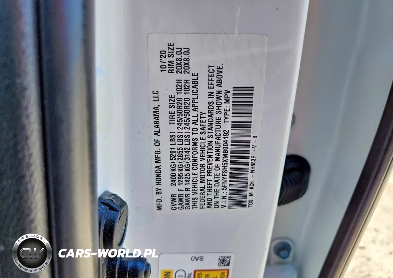 2021 Honda Passport Exl VIN:5FNYF8H5XMB004192 - 14