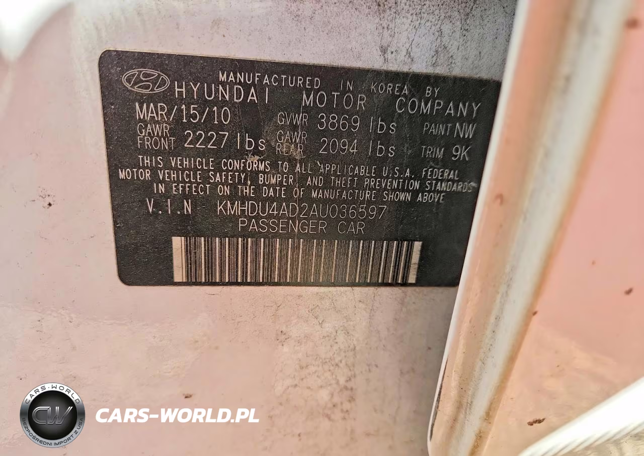 2010 Hyundai Elantra Gls VIN:KMHDU4AD2AU036597 - 12