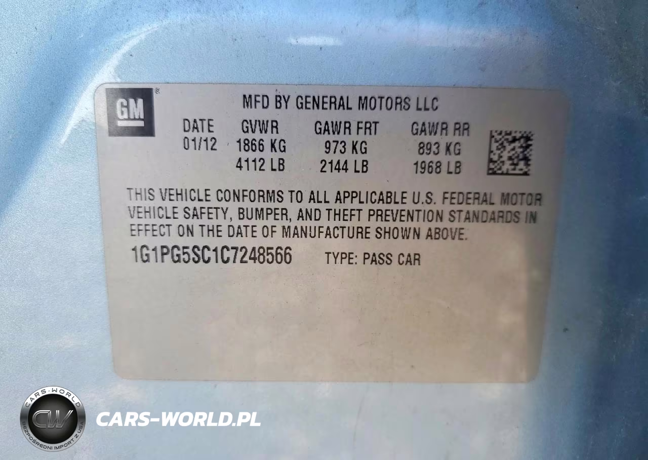 2012 Chevrolet Cruze Lt VIN:1G1PG5SC1C7248566 - 12