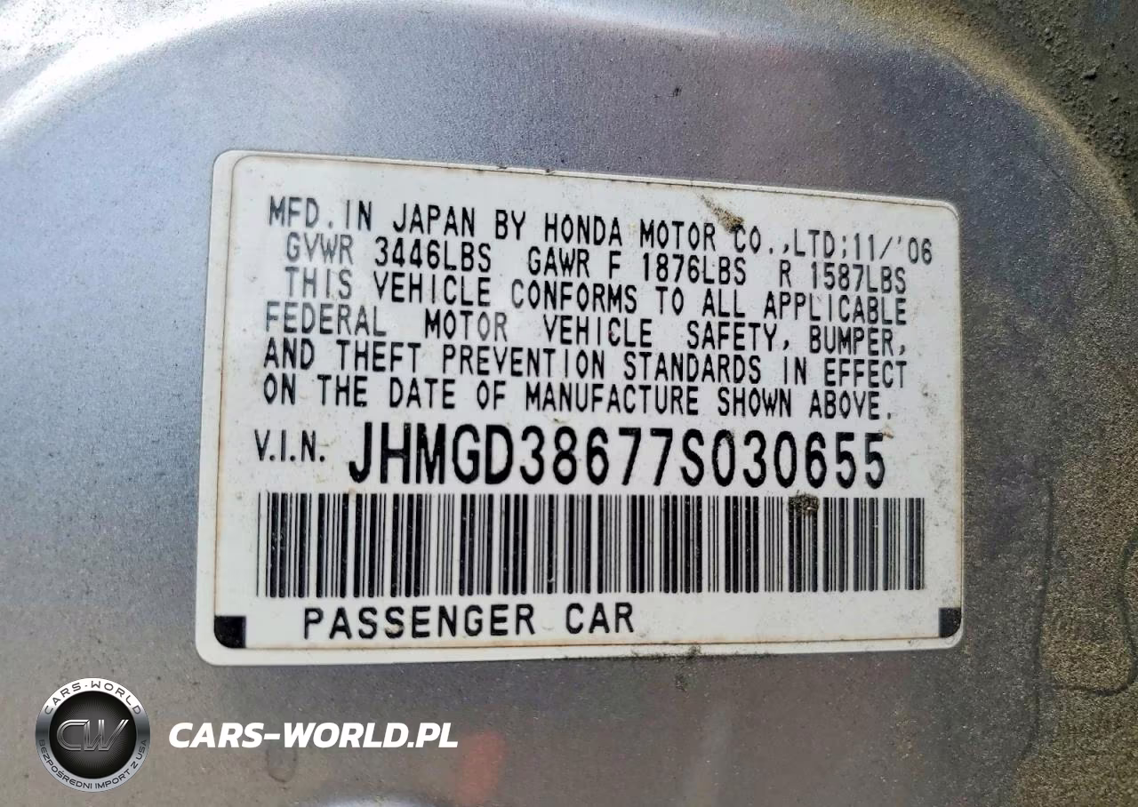 2007 Honda Fit S VIN:JHMGD38677S030655 - 13