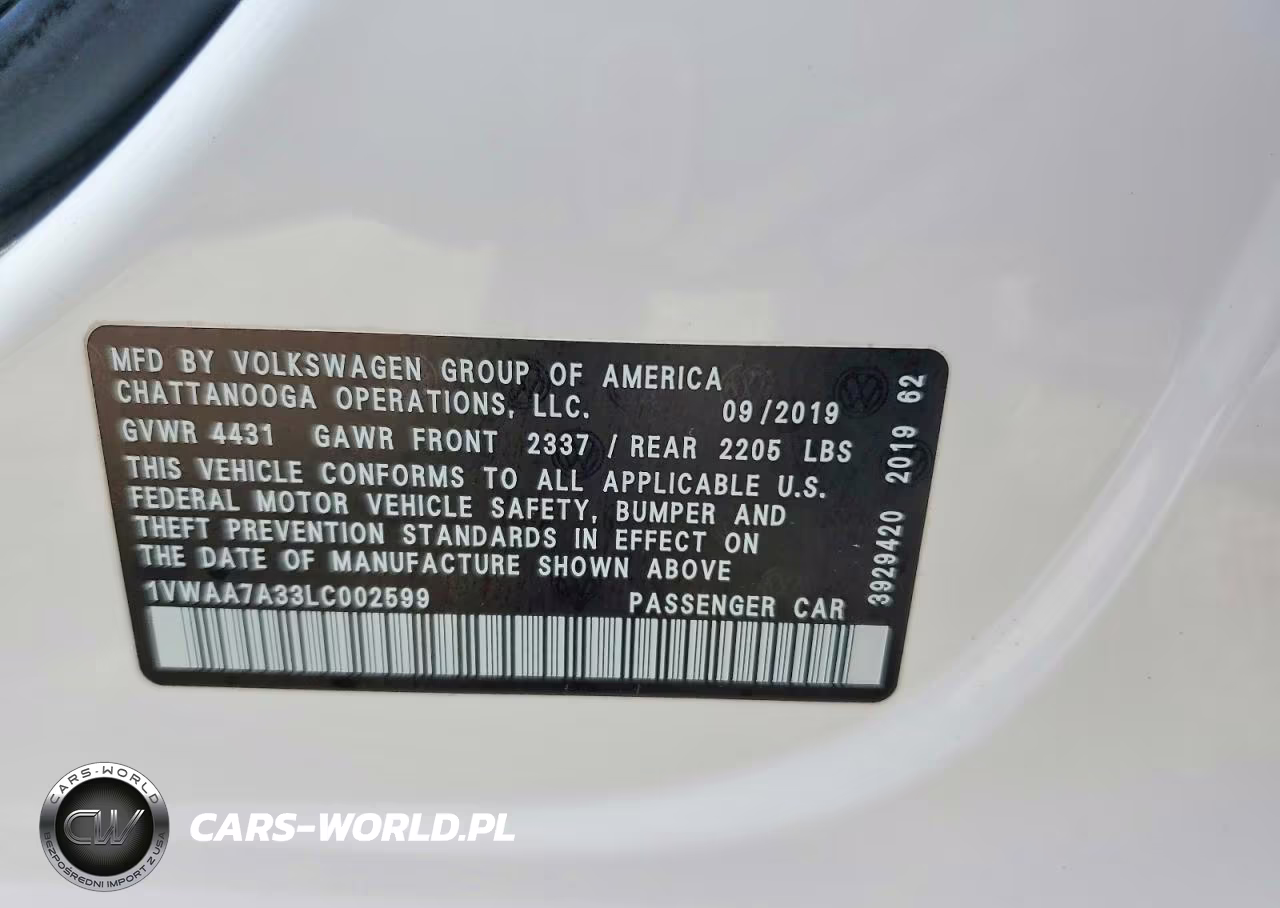 2020 Volkswagen Passat S VIN:1VWAA7A33LC002599 - 12