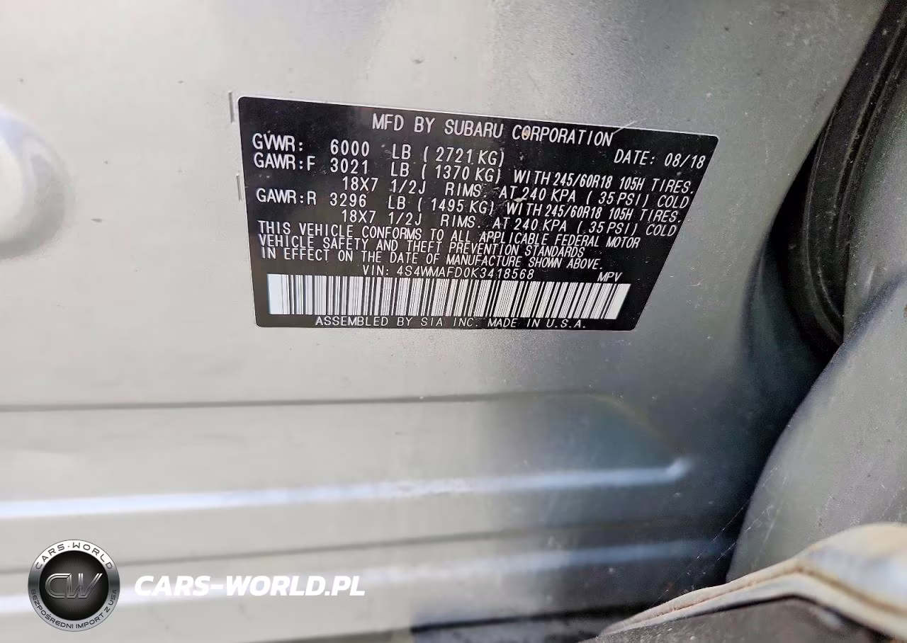 2019 Subaru Ascent Premium VIN:4S4WMAFD0K3418568 - 14