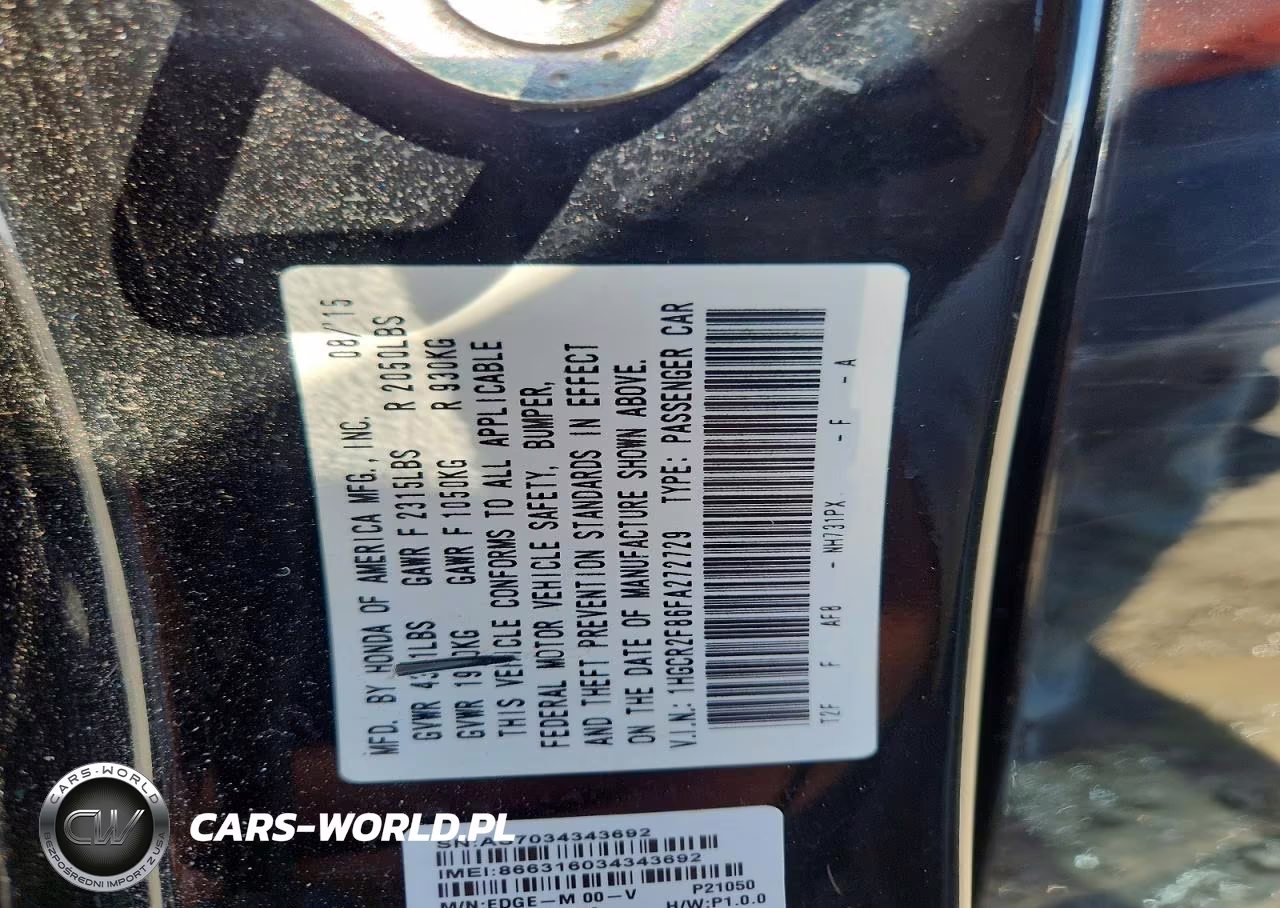 2015 Honda Accord Exl VIN:1HGCR2F86FA272729 - 12