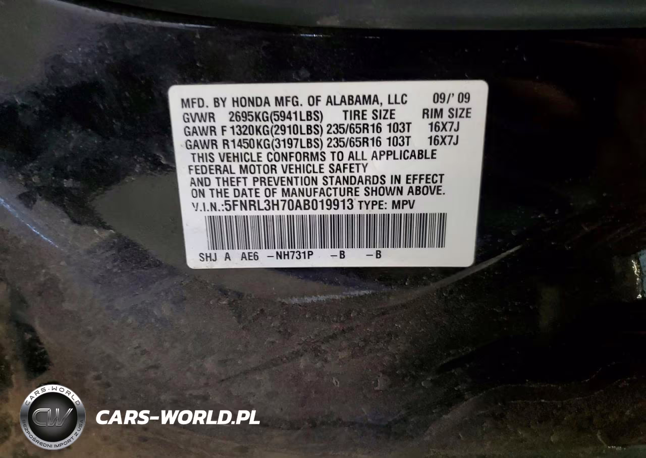 2010 Honda Odyssey Exl VIN:5FNRL3H70AB019913 - 13