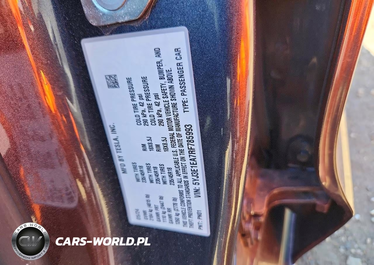 2024 Tesla Model 3 VIN:5YJ3E1EA7RF785993 - 12