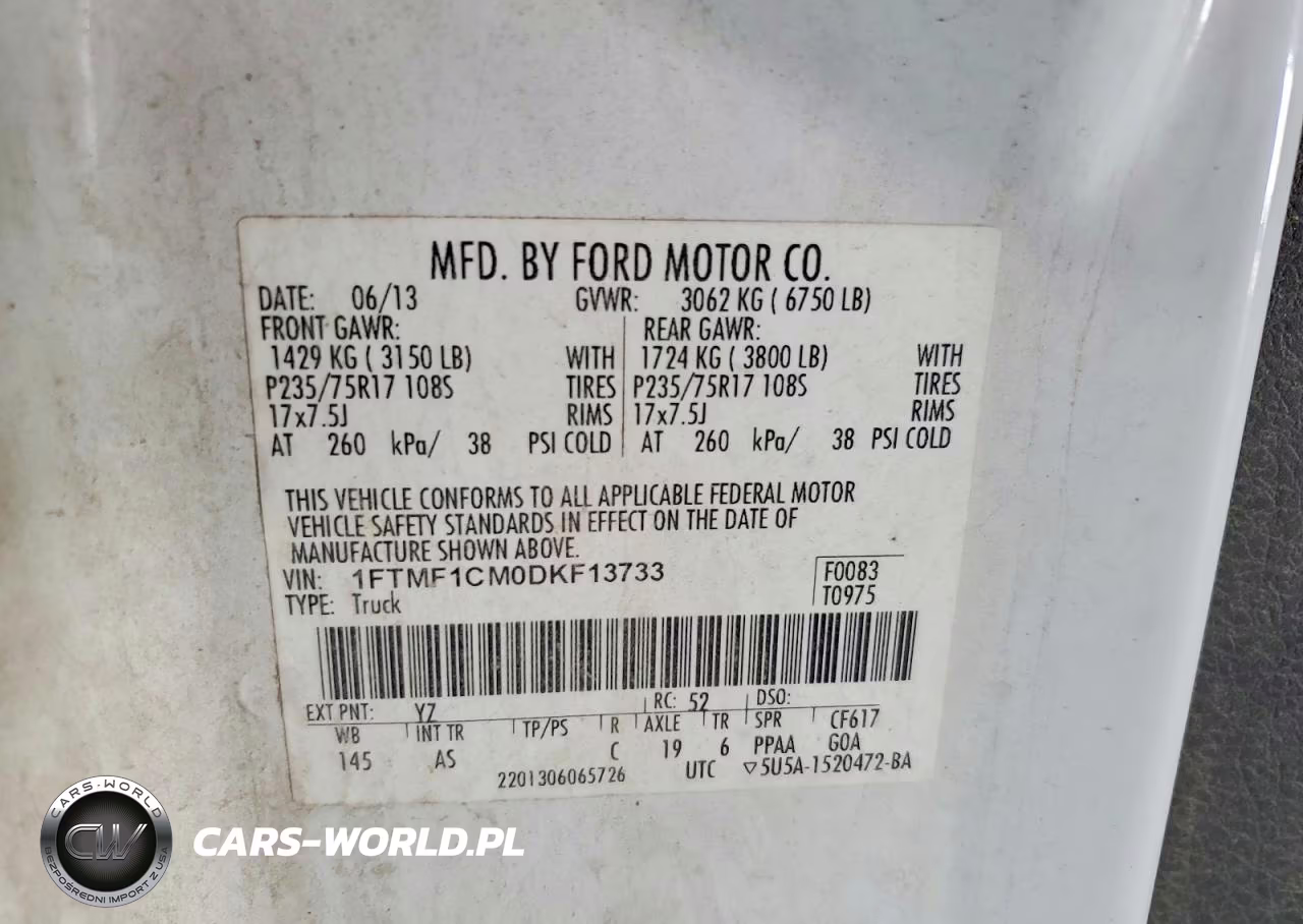 2013 Ford F150 VIN:1FTMF1CM0DKF13733 - 12