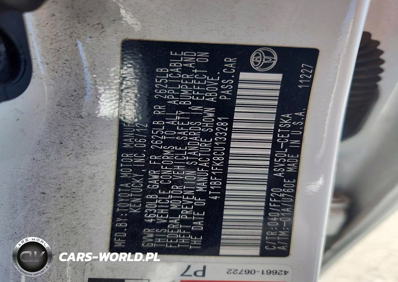 2012 Toyota Camry Se VIN:4T1BF1FK8CU133281 - 13