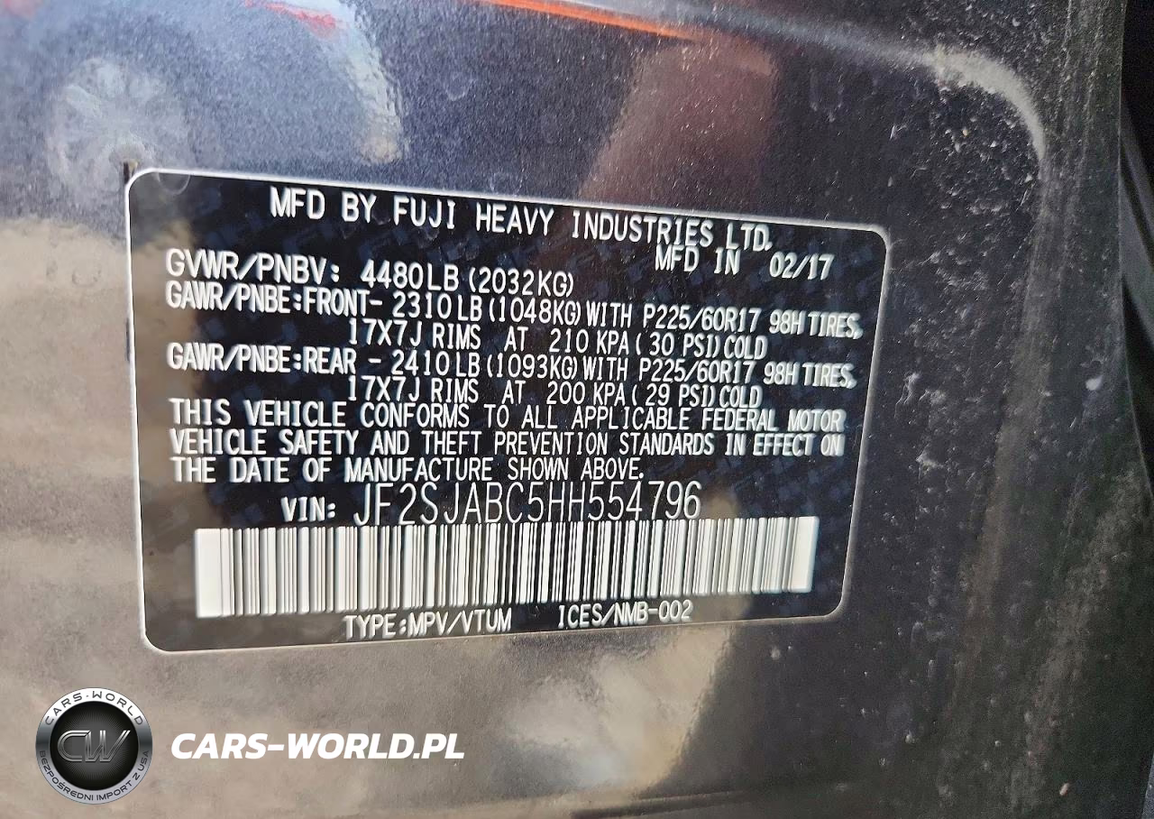 2017 Subaru Forester 2.5I VIN:JF2SJABC5HH554796 - 13