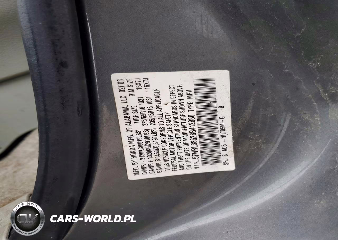 2008 Honda Odyssey Exl VIN:5FNRL38628B412880 - 13
