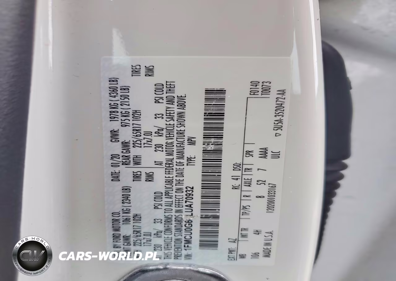 2020 Ford Escape Se VIN:1FMCU0G66LUA70932 - 12