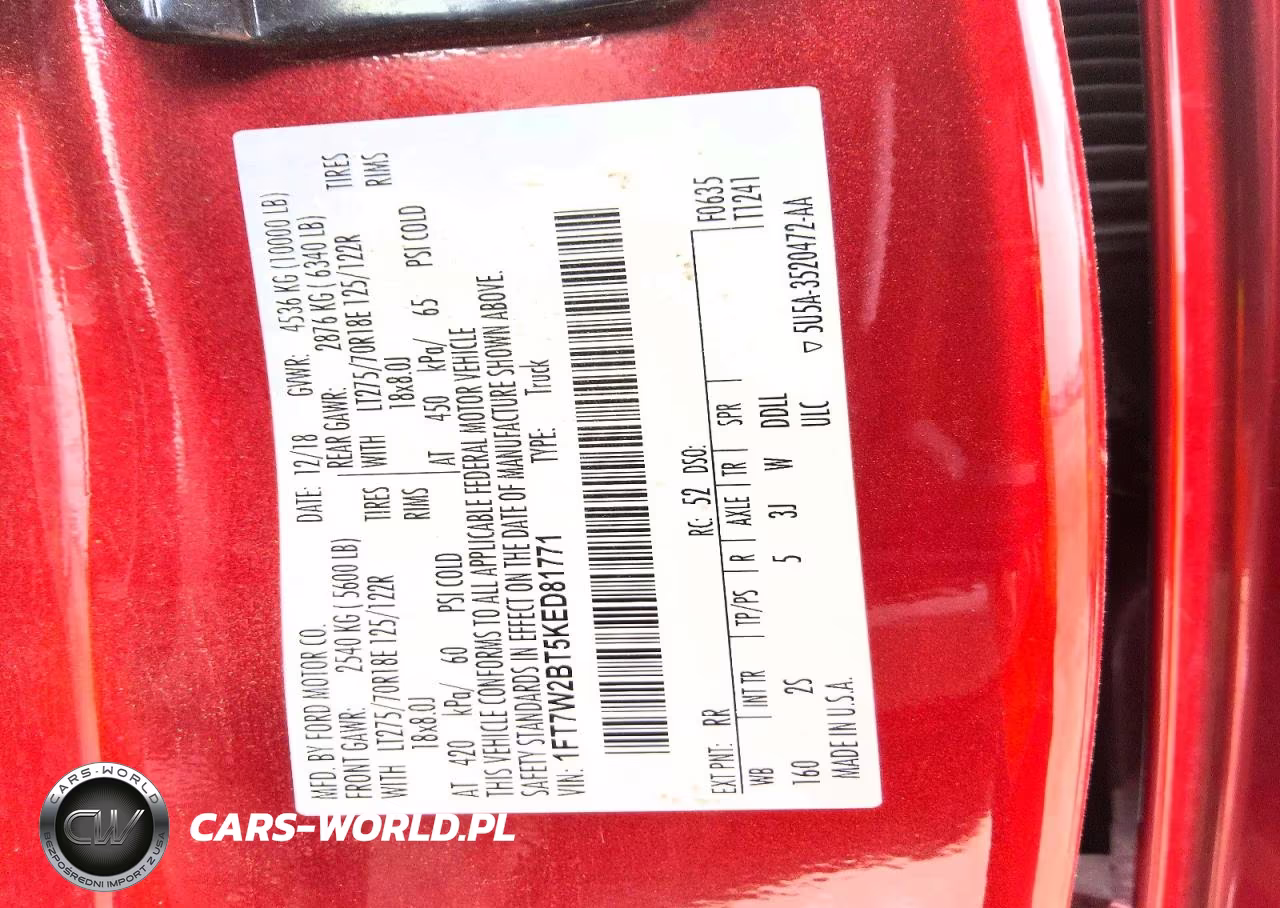 2019 Ford F250 Super Duty VIN:1FT7W2BT5KED81771 - 12