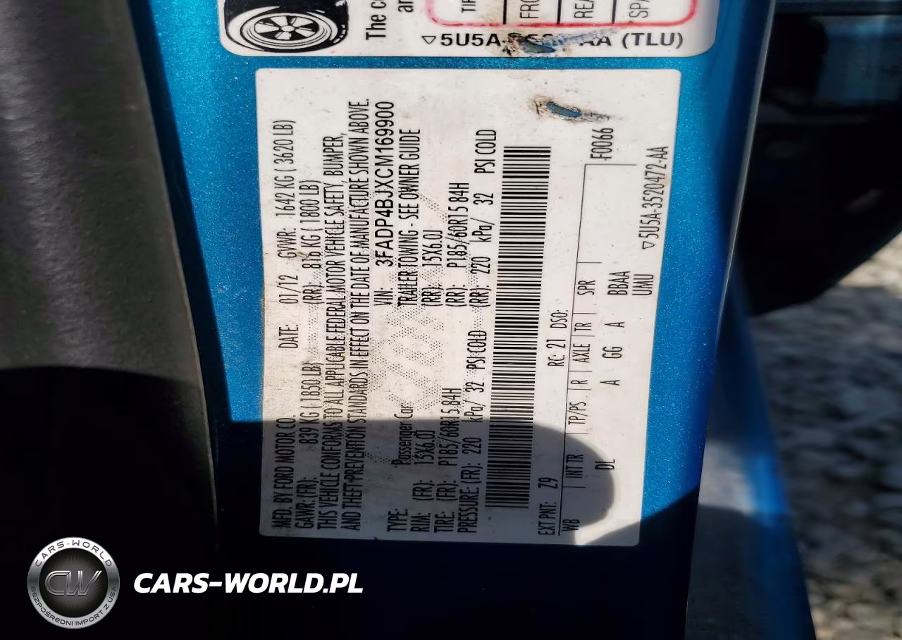 2012 Ford Fiesta Se VIN:3FADP4BJXCM169900 - 12