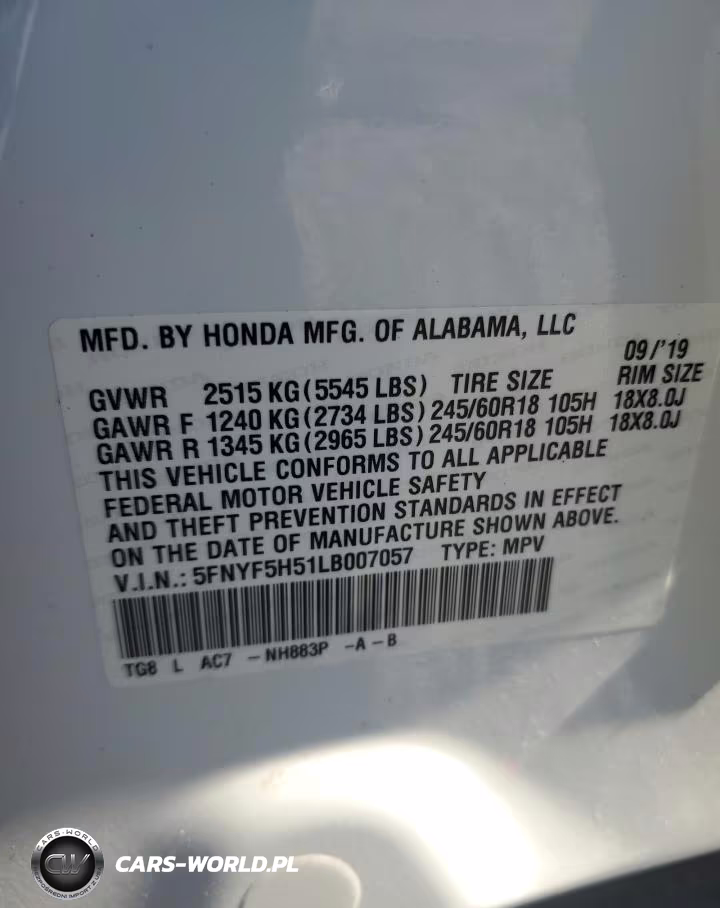 2020 Honda Pilot Exl VIN:5FNYF5H51LB007057 - 13