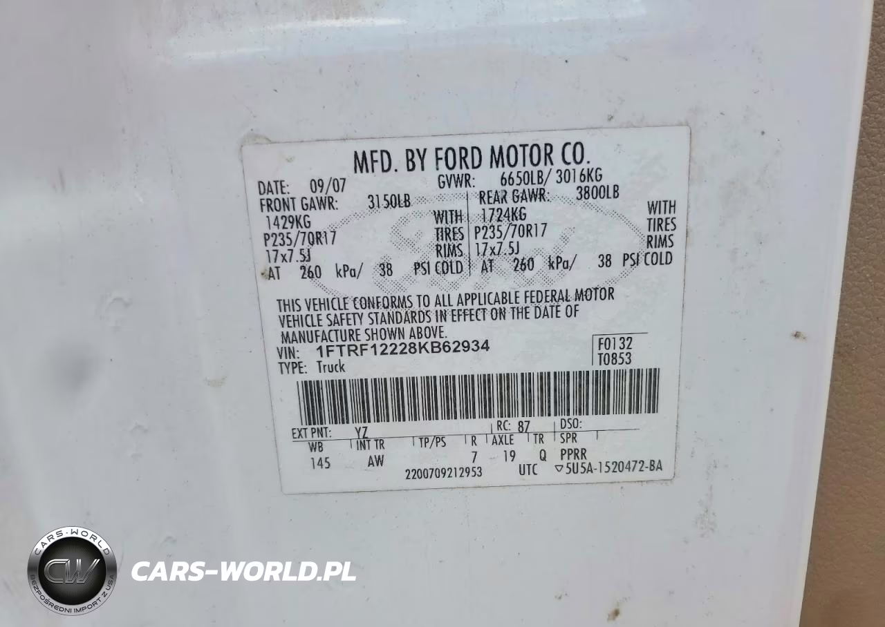 2008 Ford F150 VIN:1FTRF12228KB62934 - 12