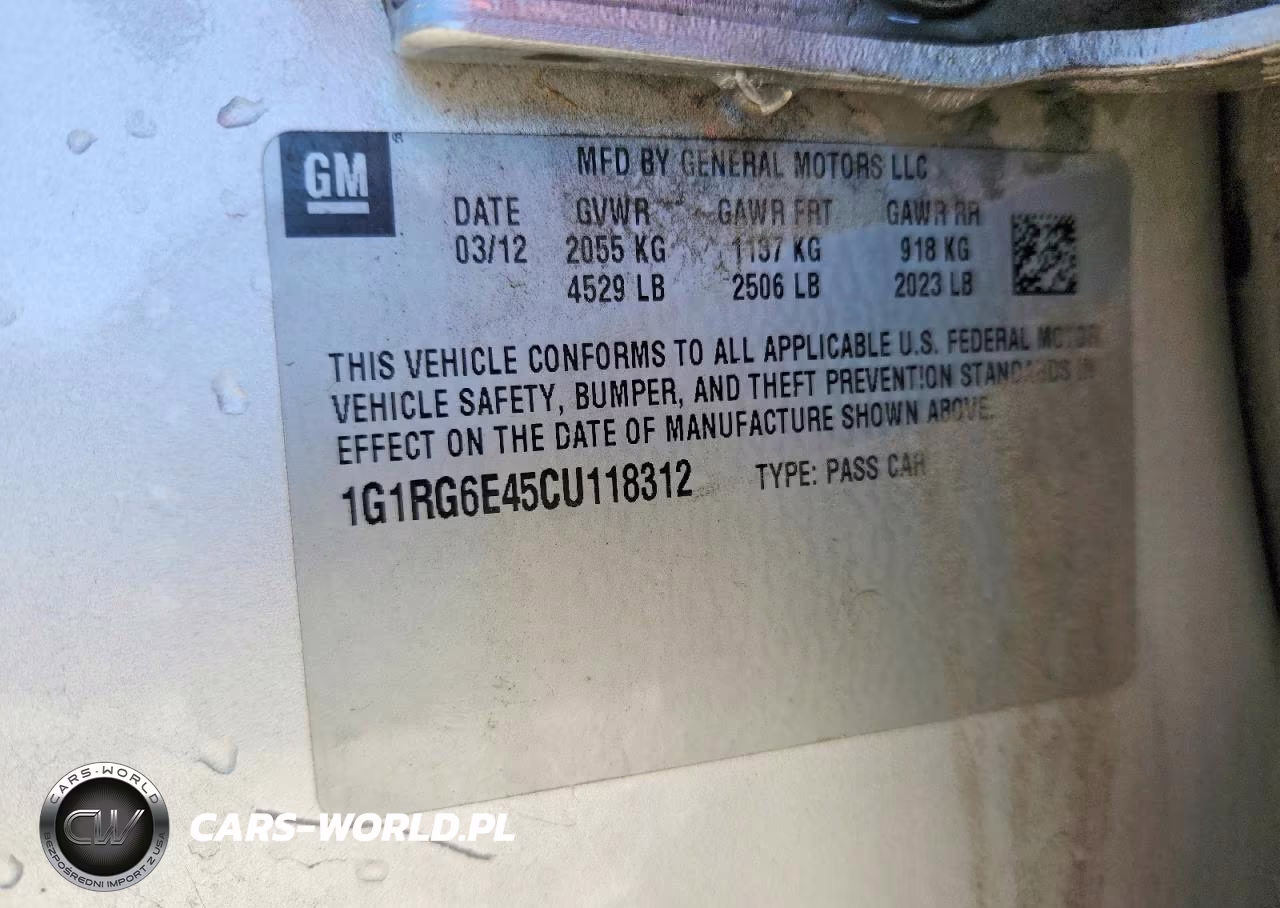 2012 Chevrolet Volt VIN:1G1RG6E45CU118312 - 12