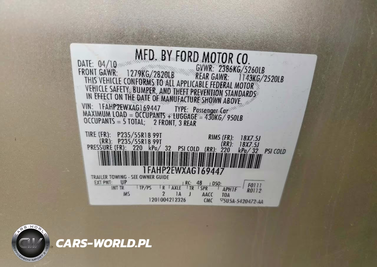 2010 Ford Taurus Sel VIN:1FAHP2EWXAG169447 - 12