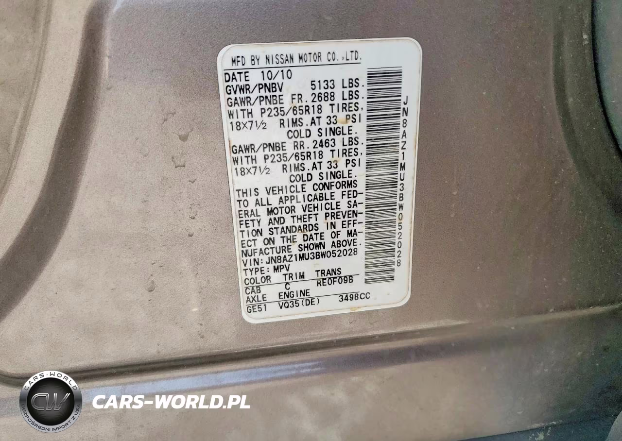 2011 Nissan Murano S VIN:JN8AZ1MU3BW052028 - 13