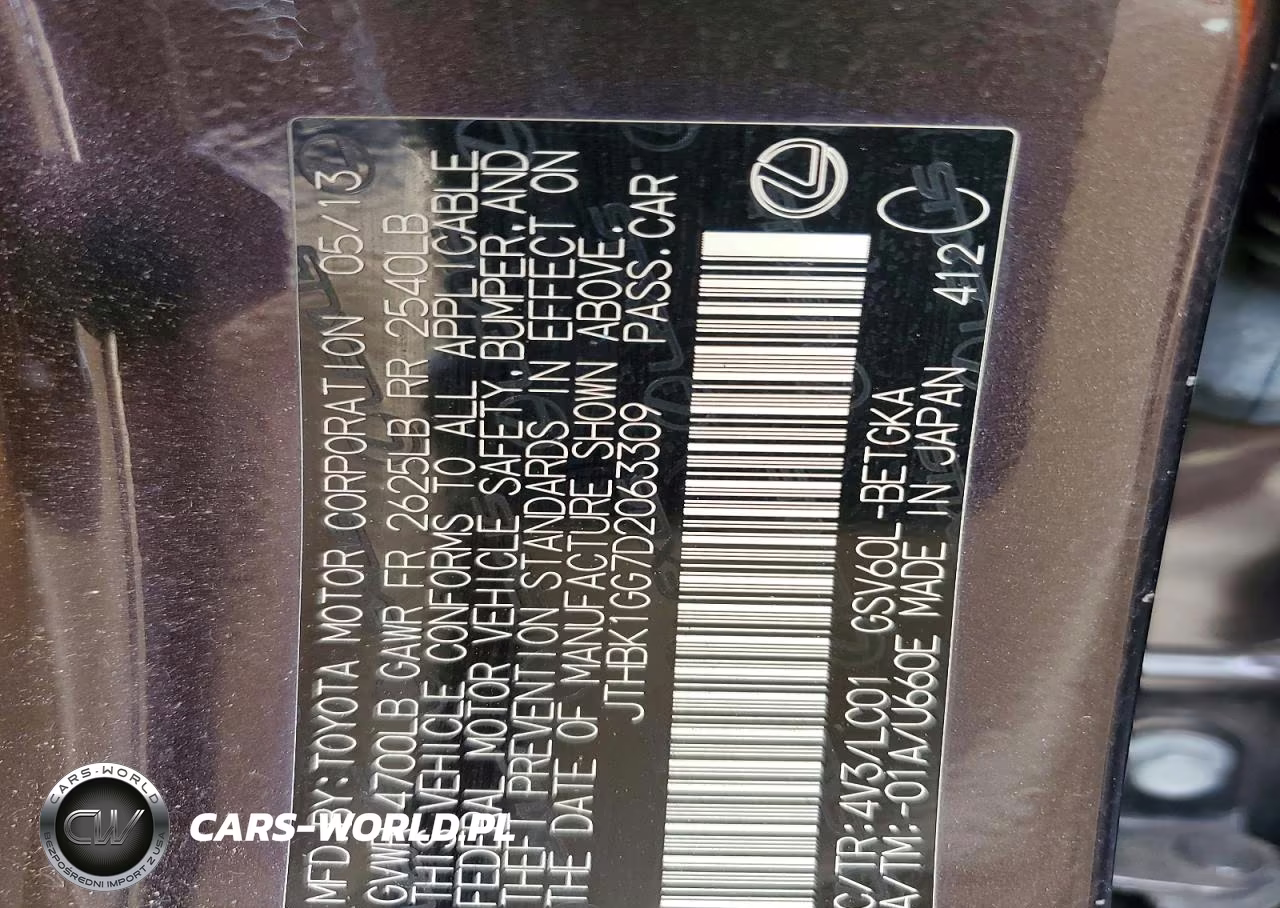 2013 Lexus Es 350 VIN:JTHBK1GG7D2063309 - 12