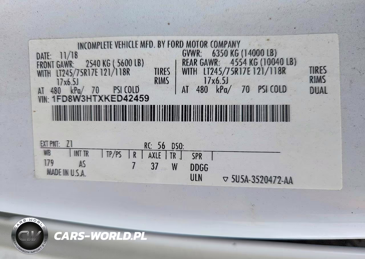 2019 Ford F350 Super Duty VIN:1FD8W3HTXKED42459 - 12