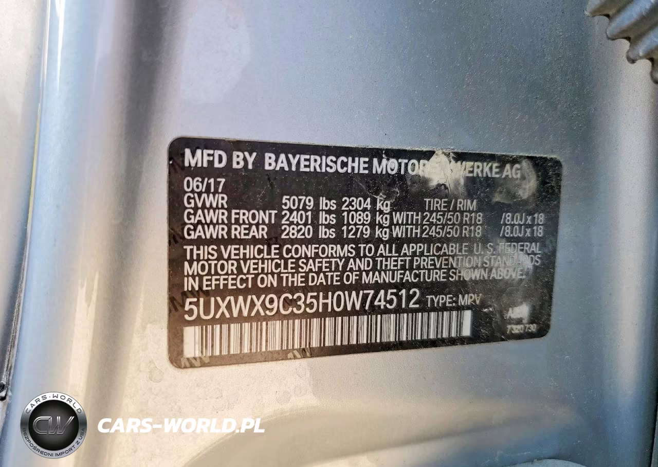 2017 BMW X3 xDrive28I VIN:5UXWX9C35H0W74512 - 13