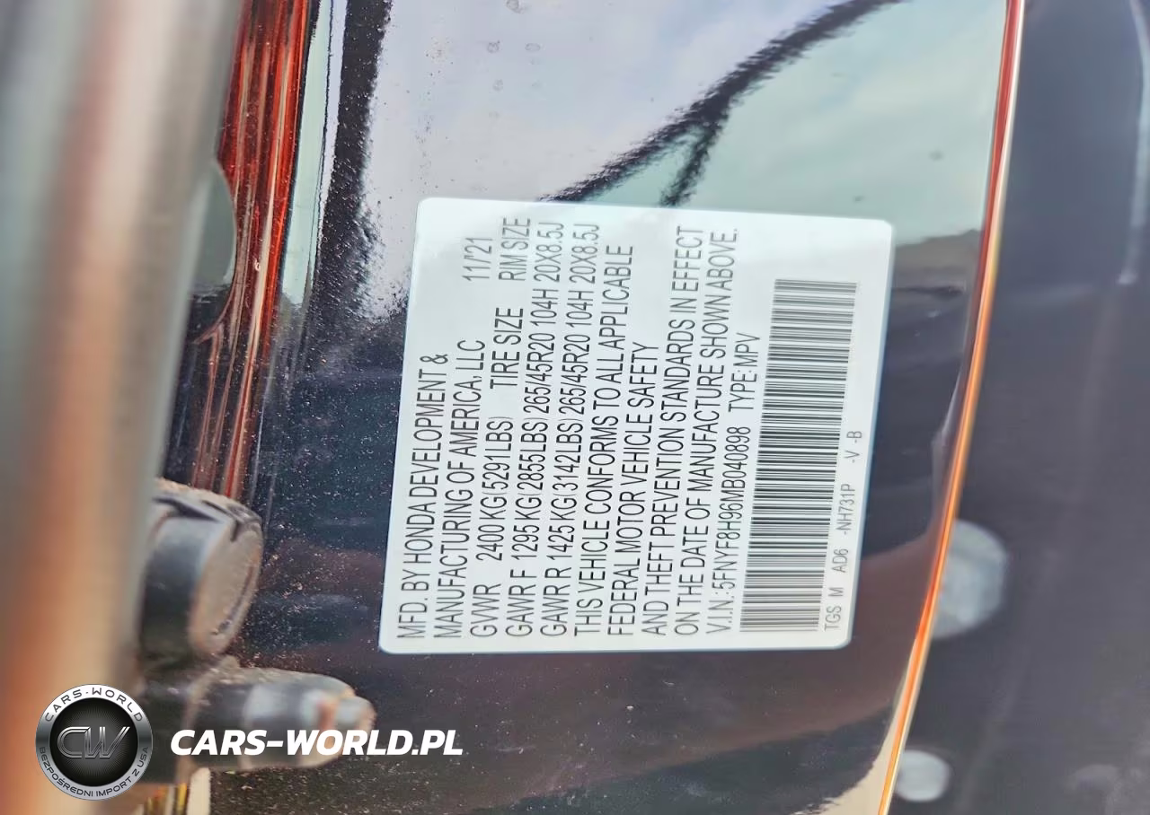 2021 Honda Passport Touring VIN:5FNYF8H96MB040898 - 13