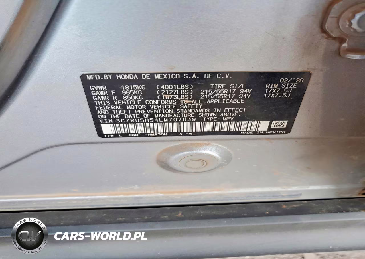 2020 Honda Hr-V Ex VIN:3CZRU5H54LM707039 - 12