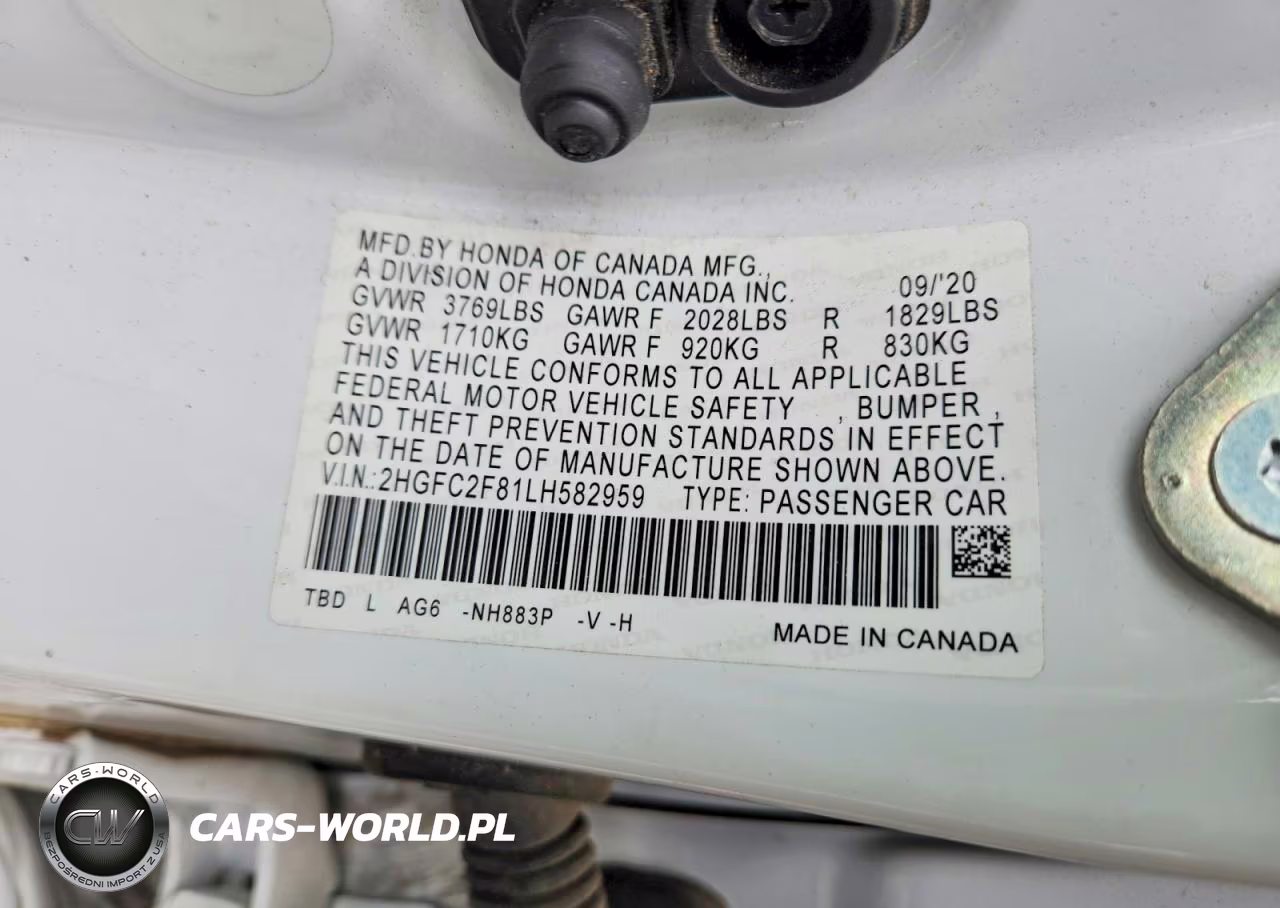 2020 Honda Civic Sport VIN:2HGFC2F81LH582959 - 12