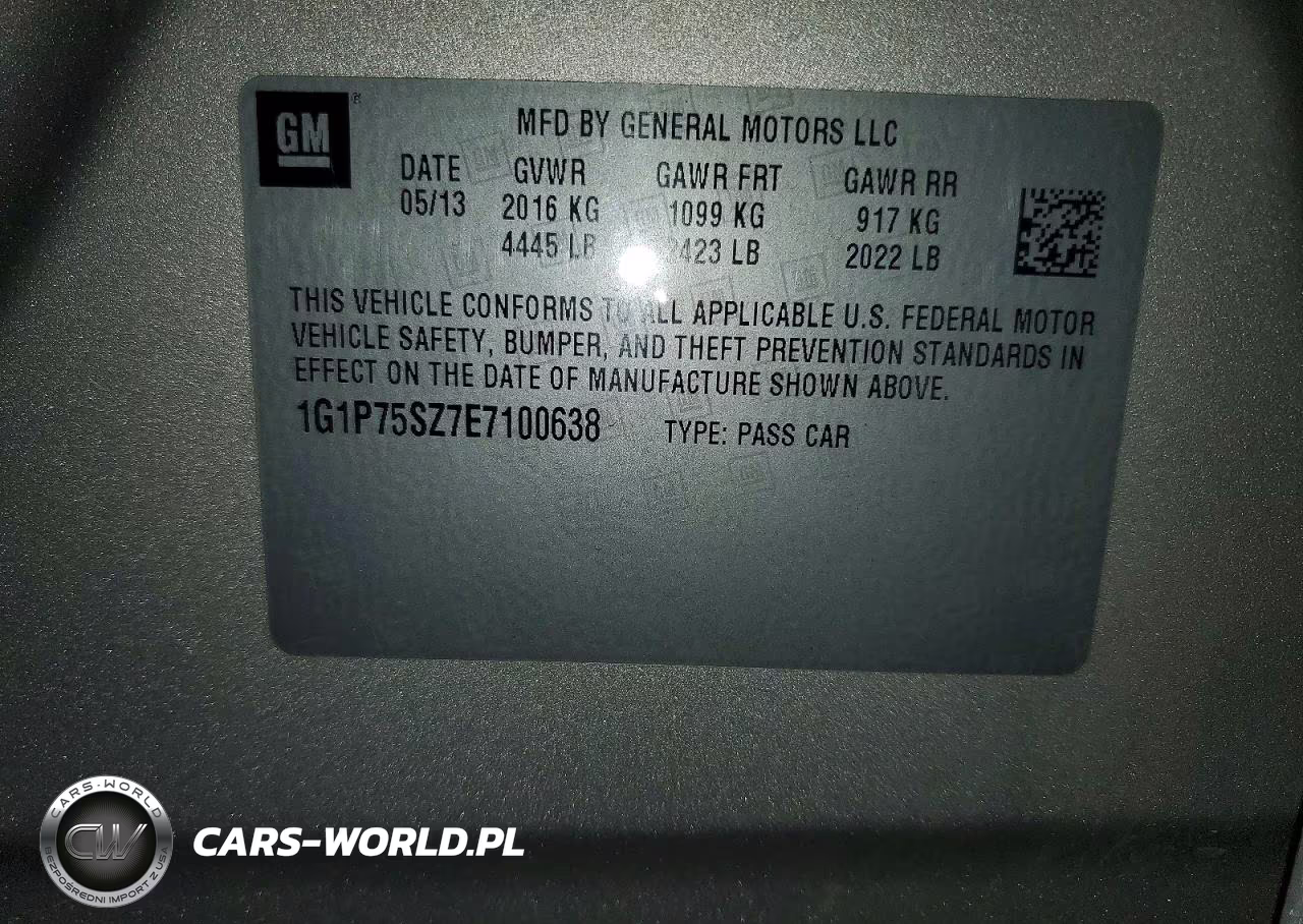 2014 Chevrolet Cruze VIN:1G1P75SZ7E7100638 - 13