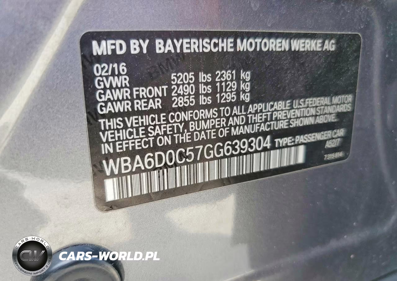 2016 BMW 640 I Gran Coupe VIN:WBA6D0C57GG639304 - 12