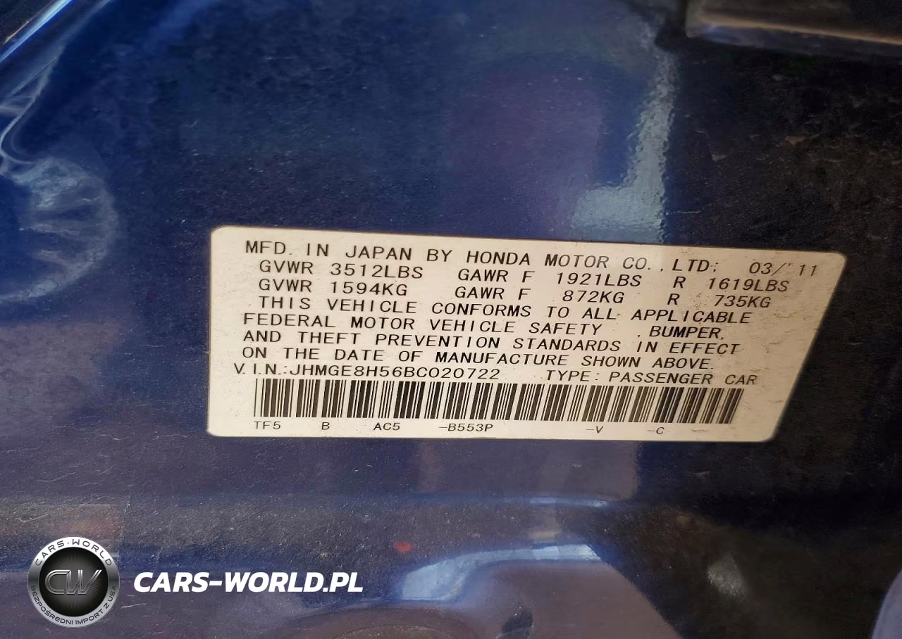 2011 Honda Fit Sport VIN:JHMGE8H56BC020722 - 12