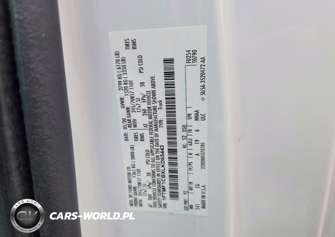 2020 Ford F150 VIN:1FTMF1CBXLKD65443 - 12