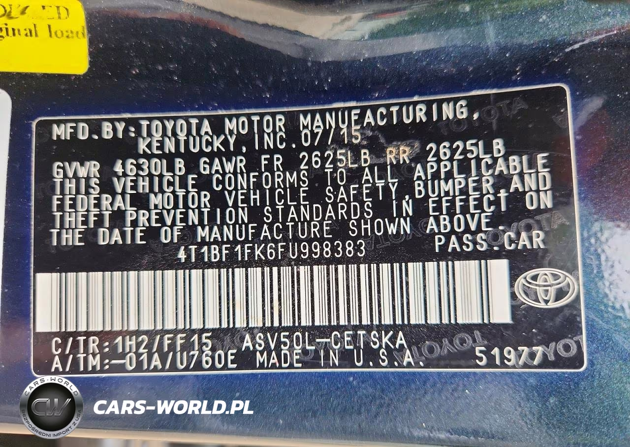 2015 Toyota Camry Se VIN:4T1BF1FK6FU998383 - 12