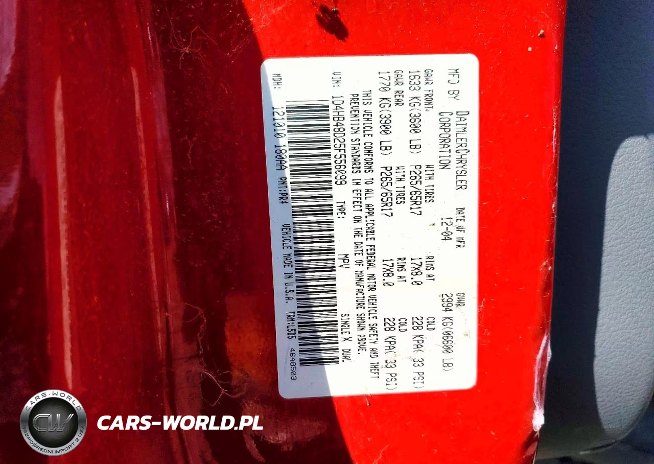 2005 Dodge Durango Slt VIN:1D4HB48D25F556099 - 12