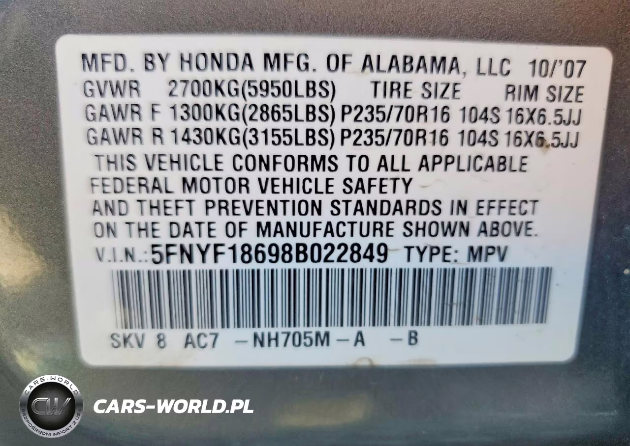 2008 Honda Pilot Exl VIN:5FNYF18698B022849 - 13
