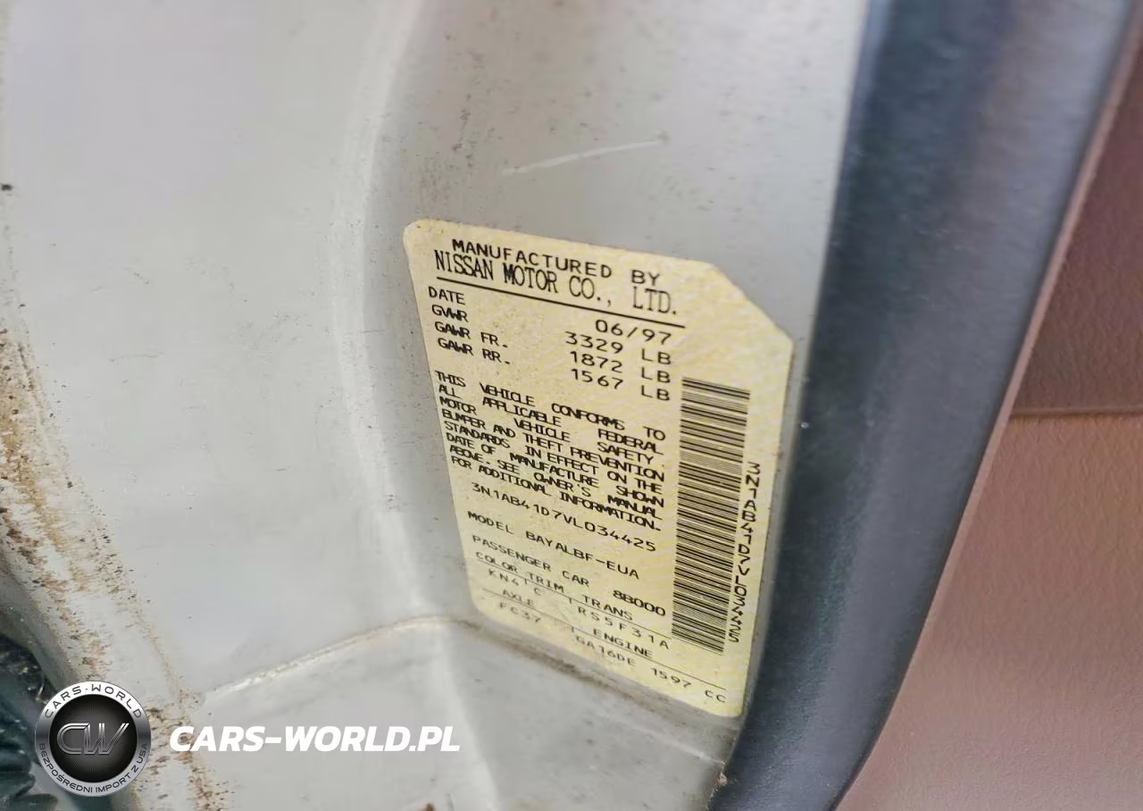 1997 Nissan Sentra Base VIN:3N1AB41D7VL034425 - 12