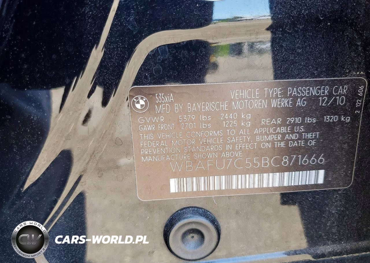 2011 BMW 535 Xi VIN:WBAFU7C55BC871666 - 12