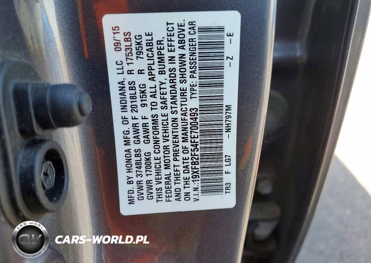 2015 Honda Civic Lx VIN:19XFB2F54FE700493 - 12