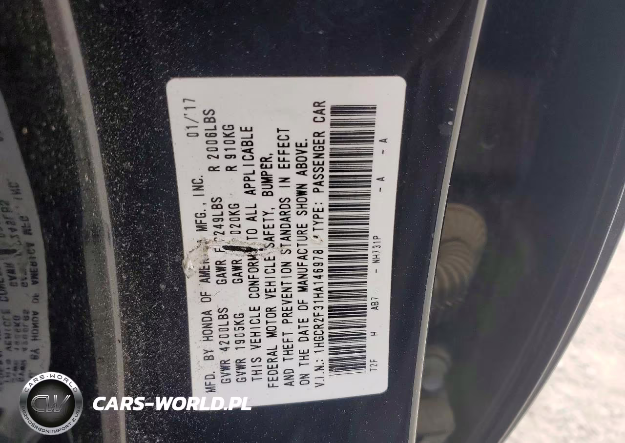 2017 Honda Accord Lx VIN:1HGCR2F31HA146978 - 12