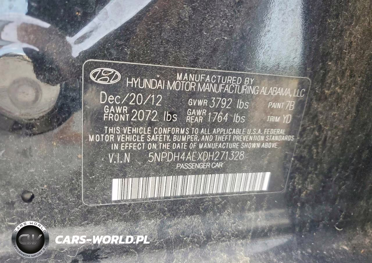 2013 Hyundai Elantra Gls VIN:5NPDH4AEXDH271328 - 12