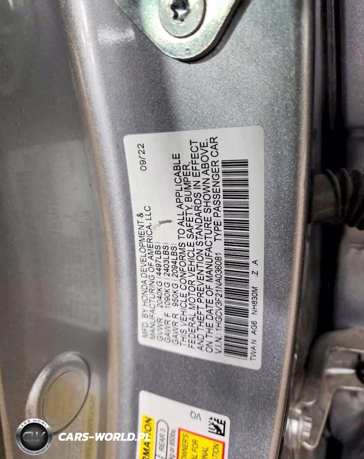2022 Honda Accord Hybrid Sport VIN:1HGCV3F21NA036081 - 12
