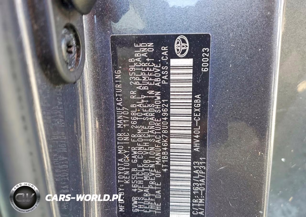 2008 Toyota Camry Hybrid VIN:4T1BB46K78U049621 - 12