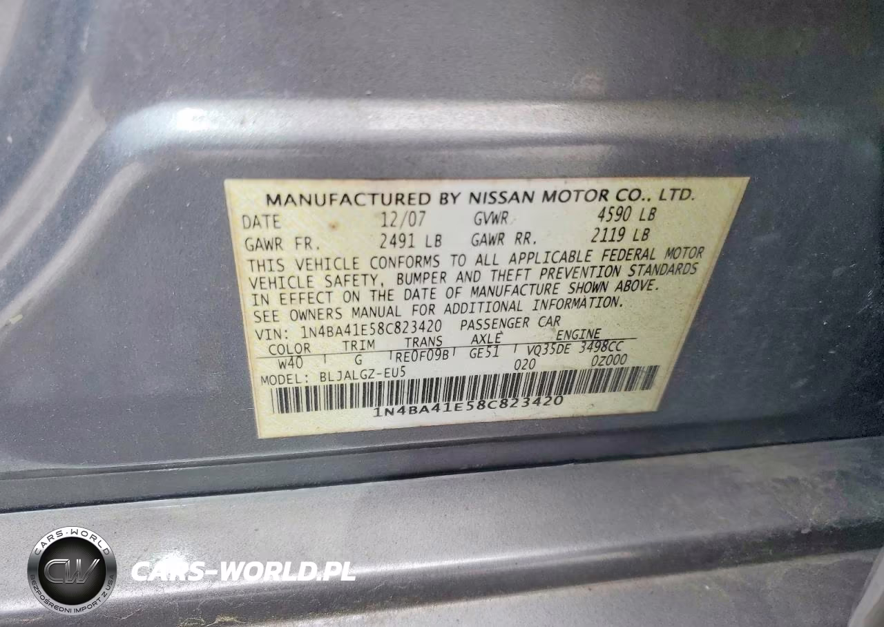 2008 Nissan Maxima 3.5 Se VIN:1N4BA41E58C823420 - 13