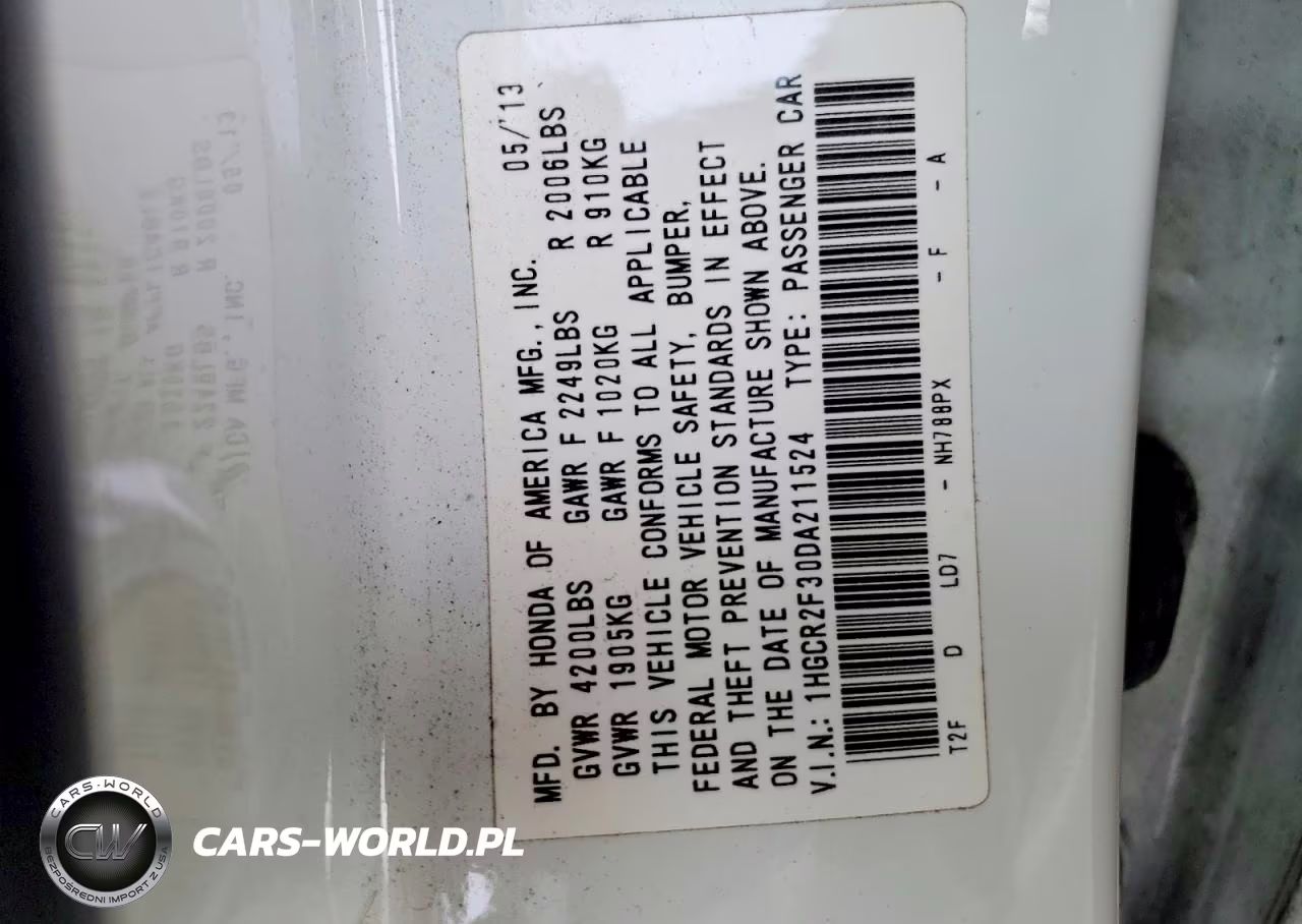 2013 Honda Accord Lx VIN:1HGCR2F30DA211524 - 12